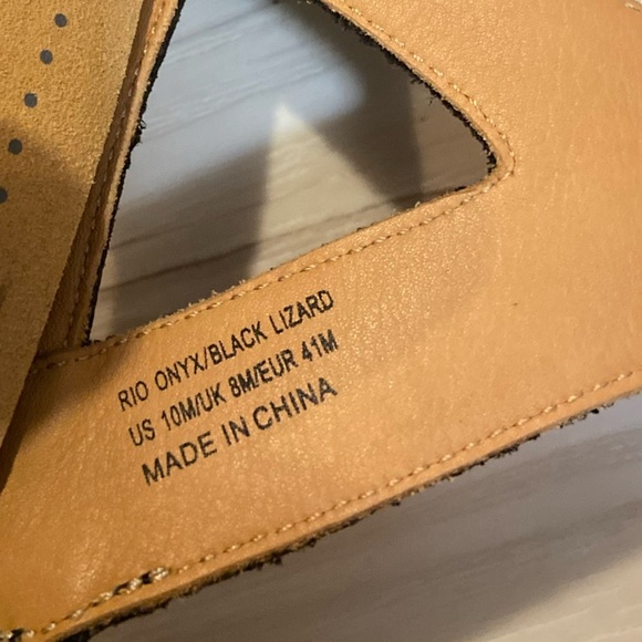 Revere~Rio~Onyx/BlackLizard~Leather~Adjustable Hook & Loop Strap~Sandal~Size 10 - Picture 12 of 14